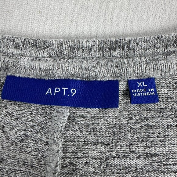 Apt 9 Womens Gray Knit V Neck Tunic Top XL Lightweight Long Sleeve Stretchy - Picture 3 of 5